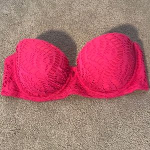 Aerie hot pink lightly lined bandeau bikini top